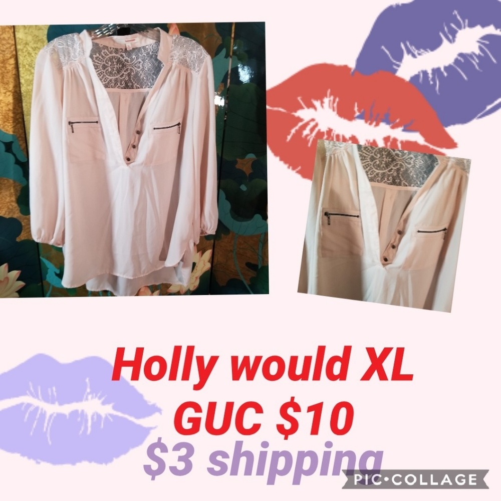 Light pink sheer blouse 3/4 sleeve